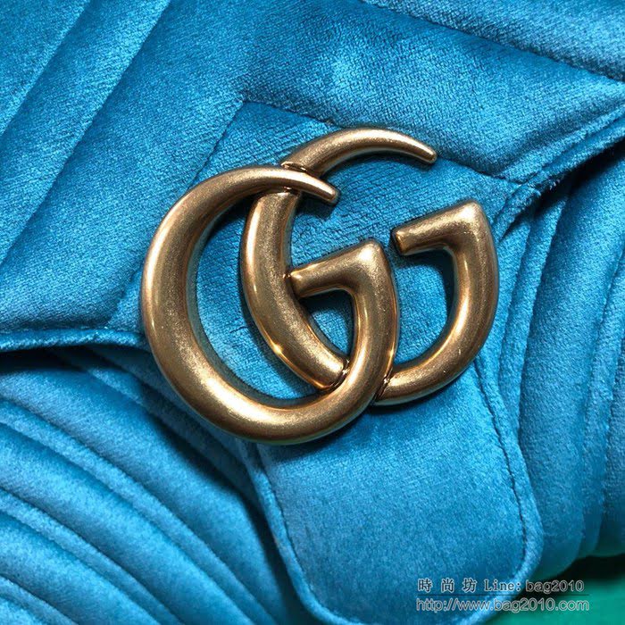 GUCCI古馳女包 新款 專櫃品質 498079 進口牛皮 原廠五金 淺藍絨 Gucci斜挎包  ydgq3157